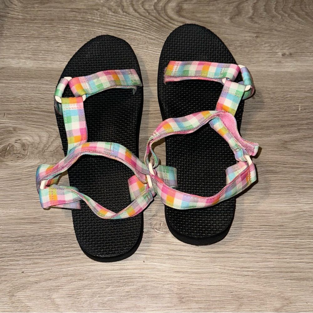Rainbow Plaid Summer Sporty Sandals - Picture 2 of 9